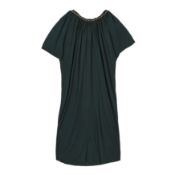 Lanvin Bottle Green Drape Chain Trim Dress - Size M