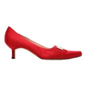 Manolo Blahnik Red Embellished Kitten Heel - Size 39.5