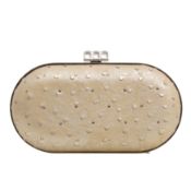λ Judith Leiber Metallic Ostrich Embellished Clutch