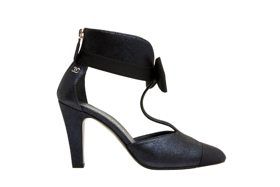 Chanel Metallic Navy CC Shoe Boot - Size 36.5 - Image 1 of 4