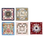 Hermes Five Mixed Silk Scarves