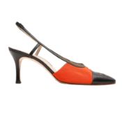 Chanel Orange CC Kitten Heel Slingback Pump - Size 39
