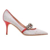 Manolo Blahnik White Embellished Heel Pump - Size 40