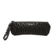Miu Miu Black Matelasse Pouchette Clutch