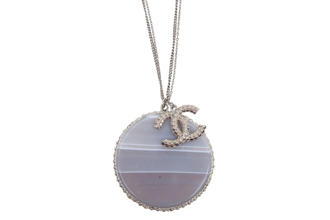Chanel Grey Agate CC Necklace - Image 1 of 3