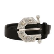 Christian Dior Black Embellished Buckle Belt - Size 75