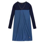 Louis Vuitton Blue Wool Colourblock Ribbed Dress - Size M