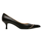 Chanel Black Pointed Kitten Heel Pump - Size 42