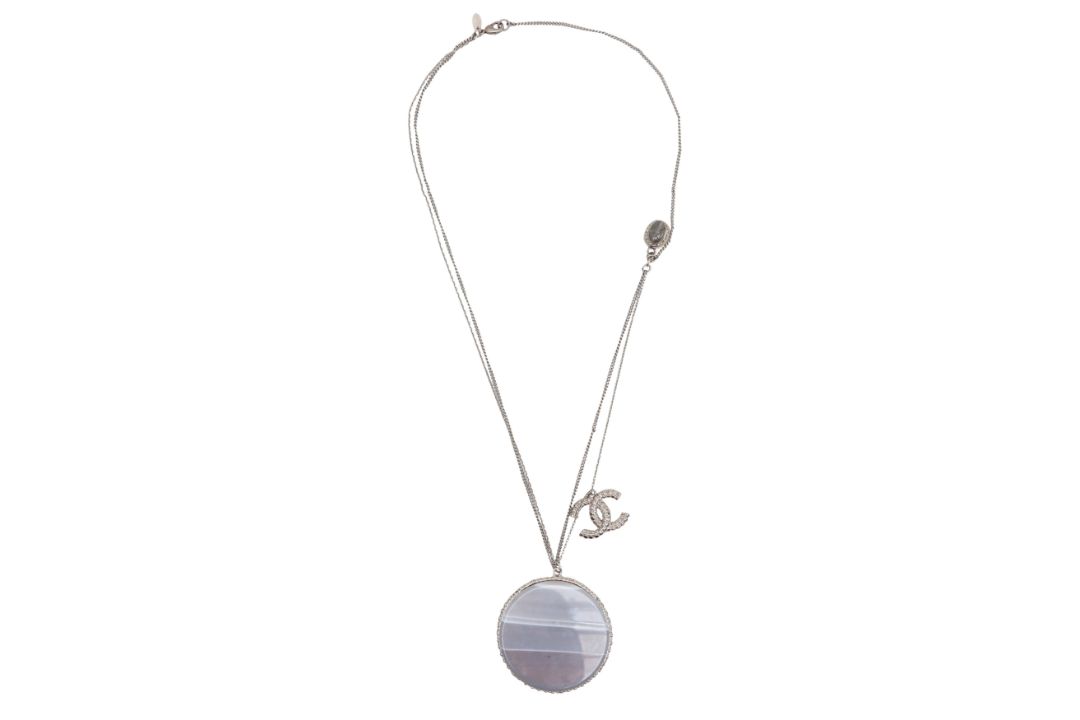 Chanel Grey Agate CC Necklace - Image 3 of 3