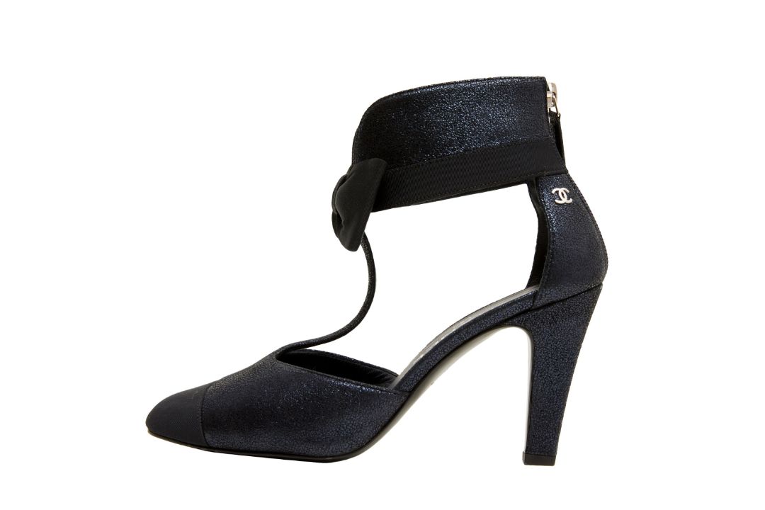 Chanel Metallic Navy CC Shoe Boot - Size 36.5 - Image 3 of 4