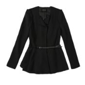 Lanvin Black Wool Belted Peplum Jacket - Size 42