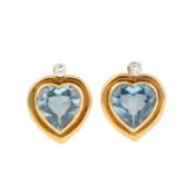 A pair of synthetic spinels and diamond jacket earrings