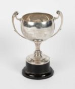 A silver trophy cup
