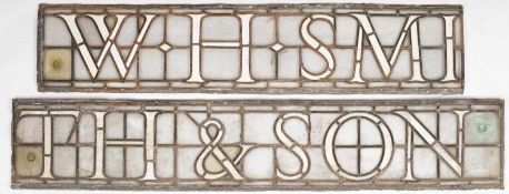 A large leaded glass W. H. Smith & Son shop sign