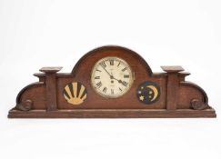 An arched oak overdoor panel