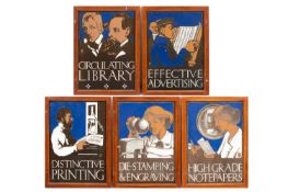 Five W. H. Smith enamel advertising signs