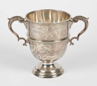 A silver trophy cup