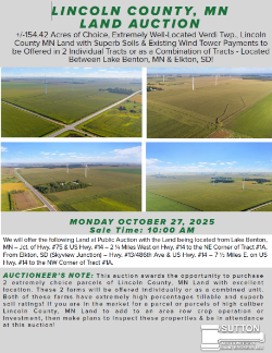 Schaefer & Wendorff – +/-154.42 Acres of Choice, Extremely Well-Located Verdi Twp., Lincoln County MN Land