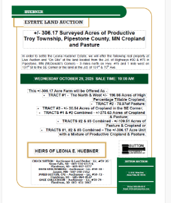 Huebner - 306.17 Surveyed Acres of Troy Twp., Pipestone Co., MN Land