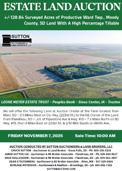 Meyer – +/-128.86 Surveyed Acres of Productive Ward Twp., Moody County, SD Land