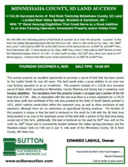Laehle - +/-133.36 Surveyed Acres of Red Rock Twp., Minnehaha Co., SD Land