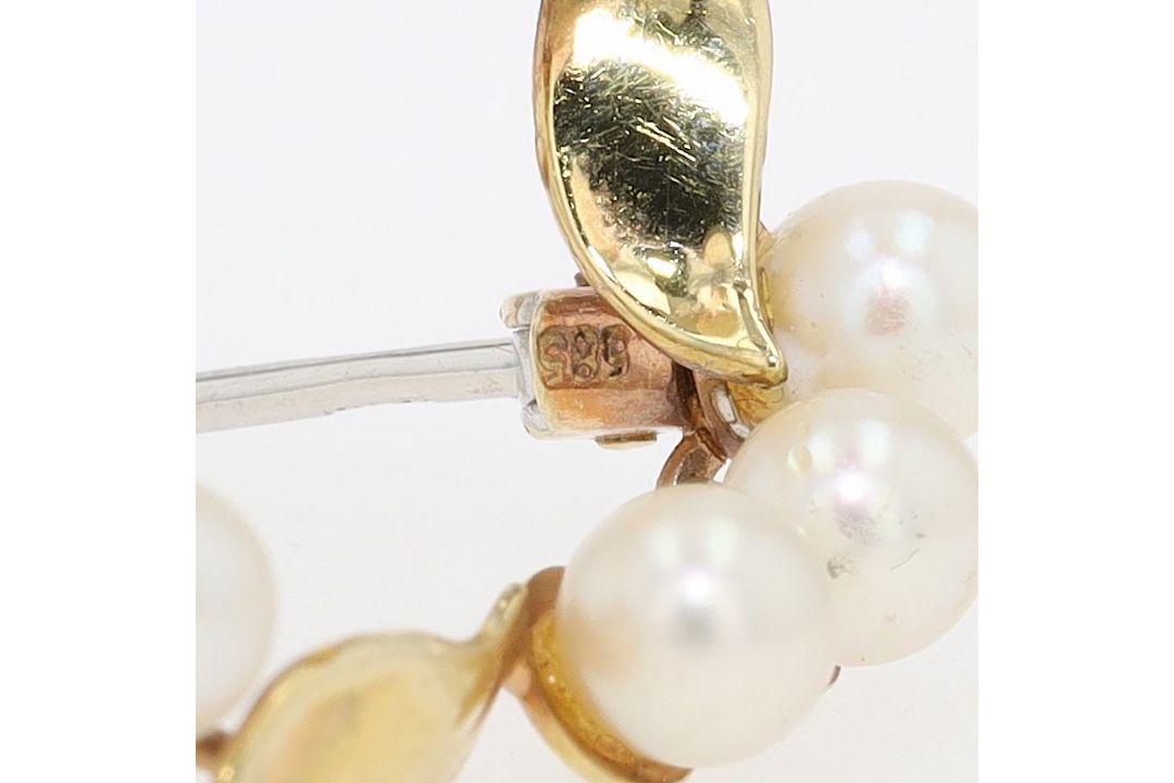 Brosche in 585er Gold mit Zuchtperlen  - Bild 5 aus 5
