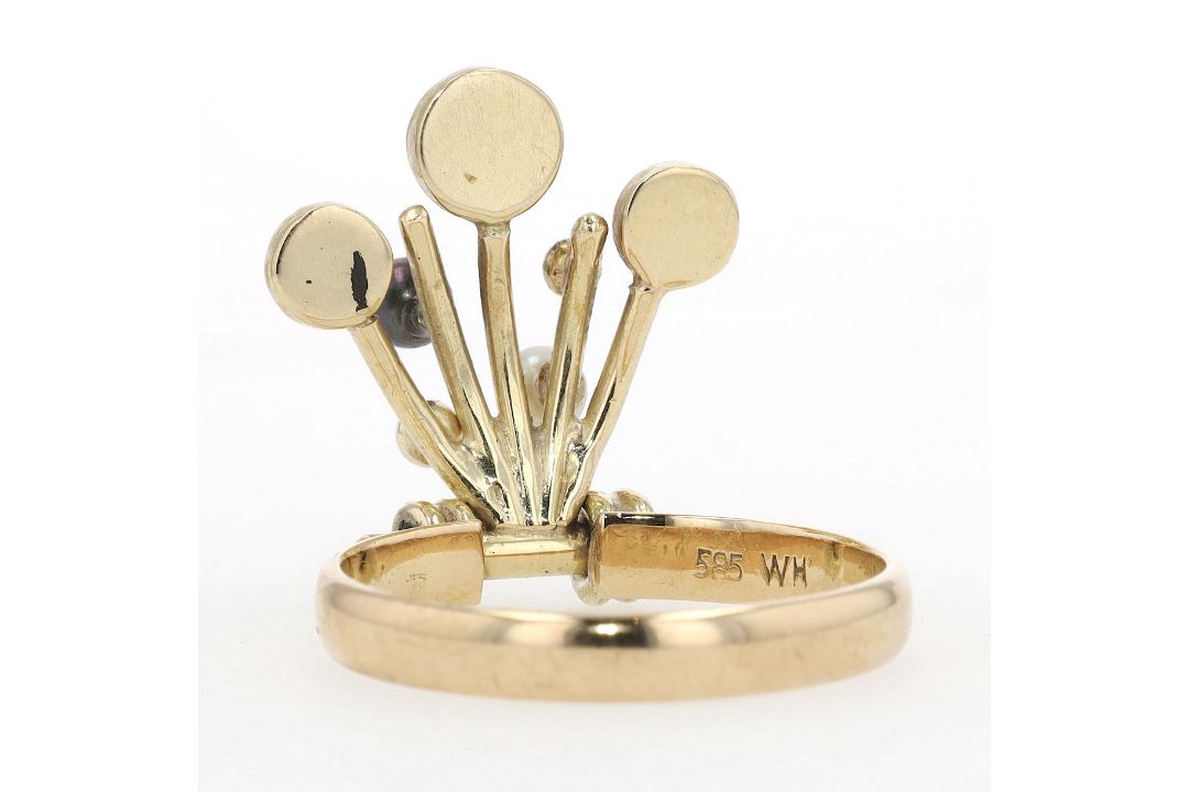 Ring in 585er Gold mit Chrysopras und Zuchtperlen  - Bild 4 aus 6