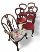 Five oak balloon back chairs and