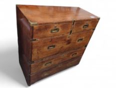 A brass bound stained mahogany campaign chest of t