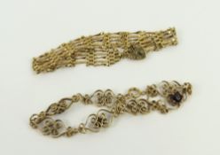 A 9ct gold five bar gate bracelet and an unmarked