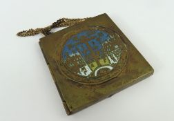 A gilt metal and coloured enamel Russian triptych,