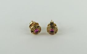 A pair of pink tourmaline set stud earrings, made