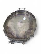 A large Edwardian silver plated two handled tray o
