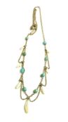 An Edwardian necklace set with turquoise and irreg