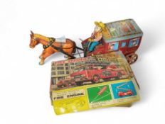 A Japanese battery operated tinplate fire engine i