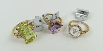 A 9ct gold amethyst (Rose de France) dress ring, f