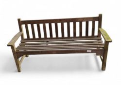 A wood garden bench