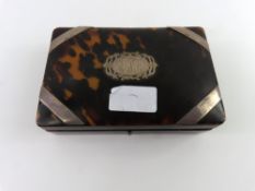 Late Victorian silver and tortoiseshell cigar box,