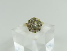 An unusual Victorian old cut diamond cluster ring,
