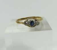 An early 20th century sapphire and diamond three s