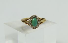 A 19th century turquoise and diamond cluster ring,