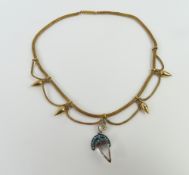 A Victorian necklace set with a rock crystal, turq