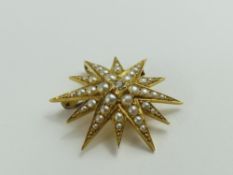 A Victorian split pearl and diamond starburst broo