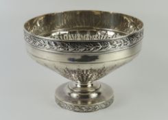 A large silver bowl