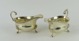 A pair of silver sauce boats