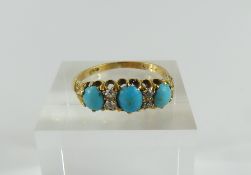 A Victorian turquoise and diamond ring, the three