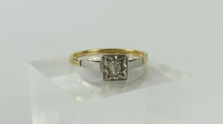 An early 20th century diamond solitaire ring, mark