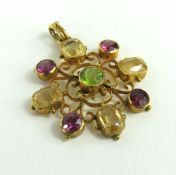 A Victorian multi stone pendant, set with garnets,