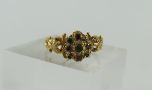 A 19th century gem set ring, the dark green and da