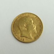An Edward VII 1910 half sovereign, 4g gross
